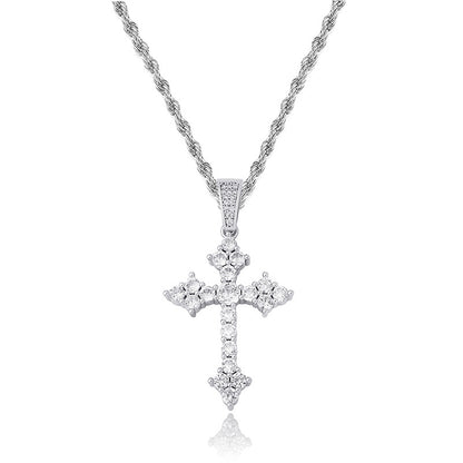 Buy Retro Cross Pendant with Full Zirconia Religious Necklace