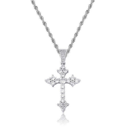 Buy Retro Cross Pendant with Full Zirconia Religious Necklace
