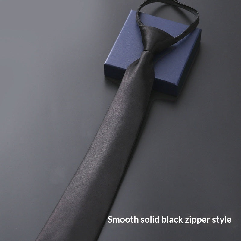 Mens Business Formal Zipper Tie With Blue Stripes for Office