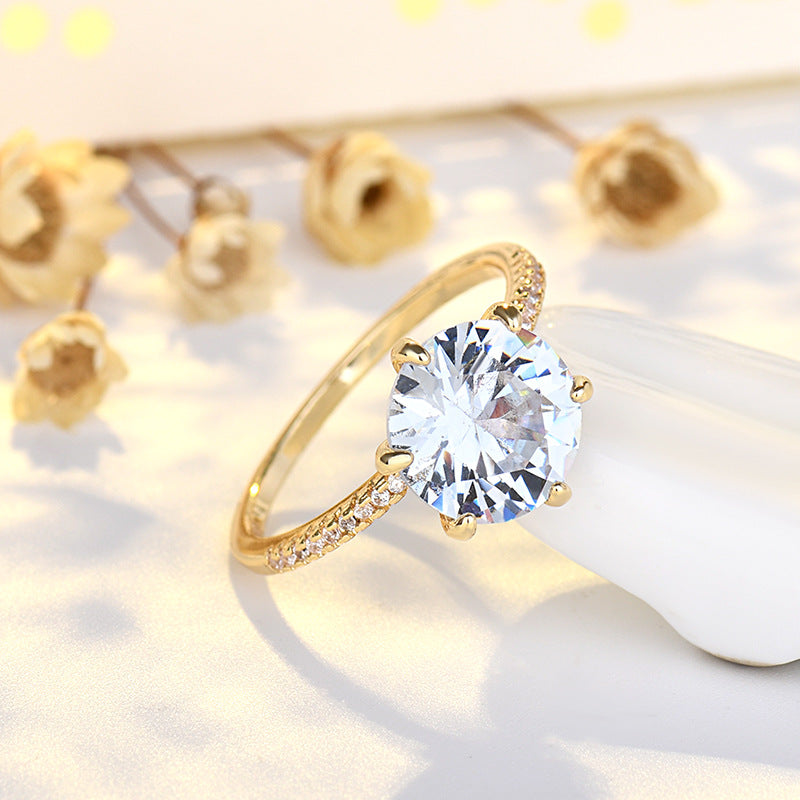 Buy Trendy Geometric Six-Prong Diamond Ring Elegant Design