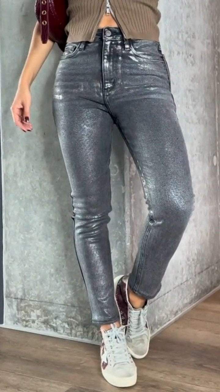 Buy Women’s Gold and Silver Stamping Stretch Skinny Jeans Online