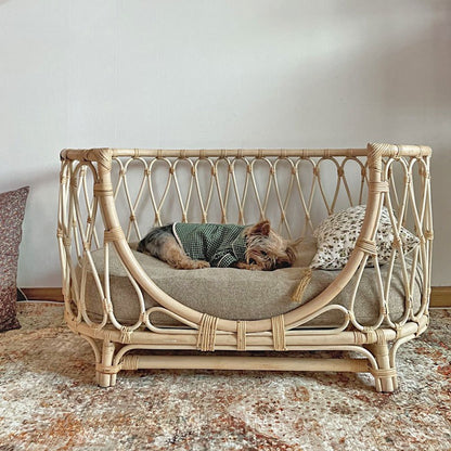 Buy Handmade Rattan Pet Bed – Cozy Sofa for Small & Medium Dogs