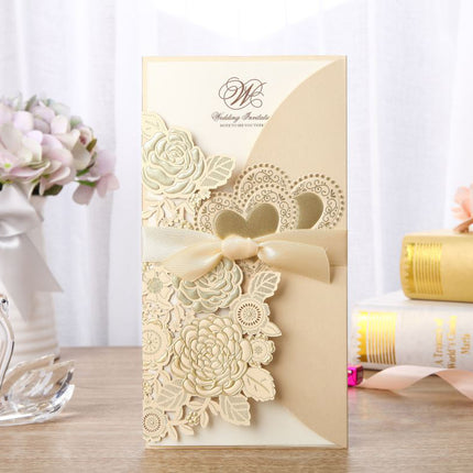 Chinese Style Wedding Invitation Vertical Ribbon Design Cards