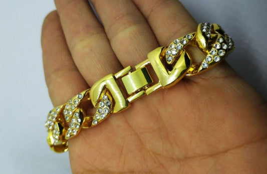 Full Diamond Cuban Chain Men’s Bracelet Domineering Gift