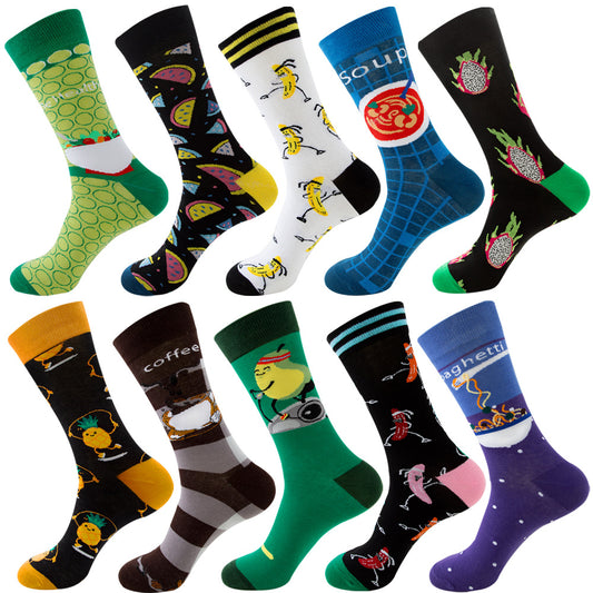 Men’s Autumn Diamond Patterned Socks Christmas Fruit Patterns