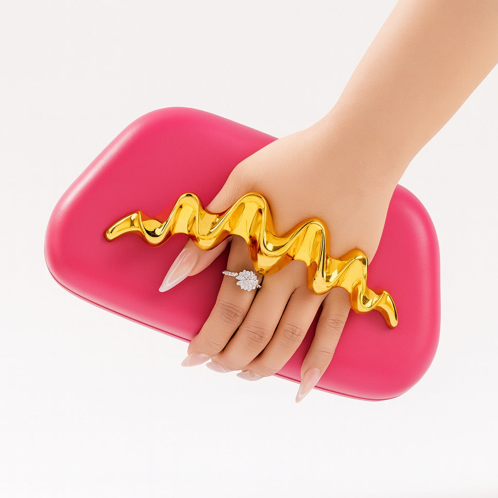 Fashionable Irregular Shaped PU Wrist Bag for Evening Events