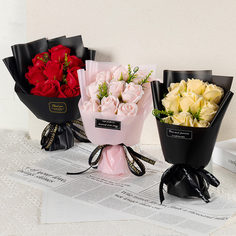 9 rose soap flowers