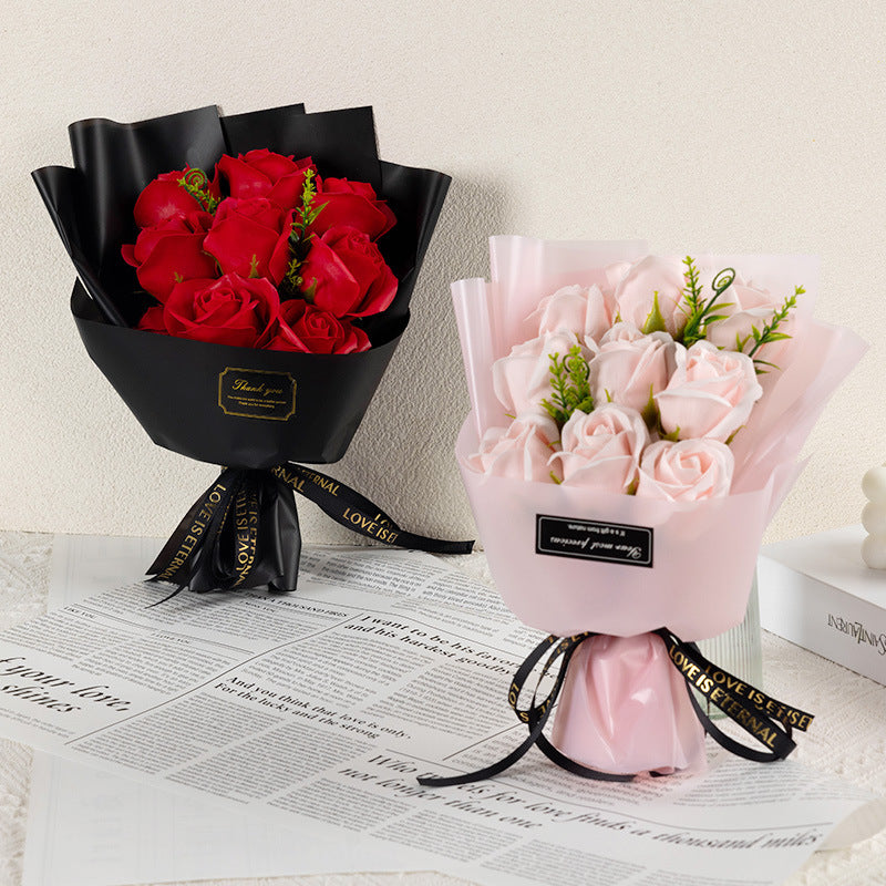 9 rose soap flowers