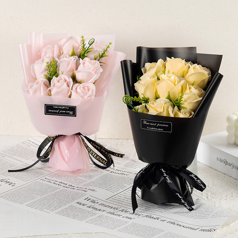 9 rose soap flowers