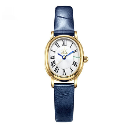Retro Oval Leather Belt Quartz Watch for Timeless Fashion