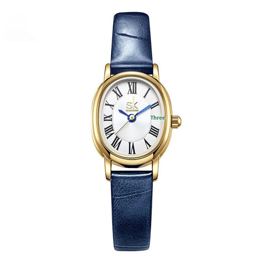 Retro Oval Leather Belt Quartz Watch for Timeless Fashion