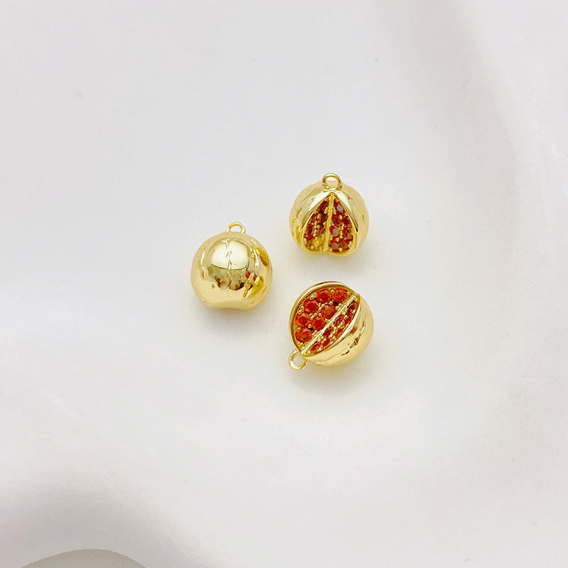 14K Gold Plated Zircon Studded Fruit Pendant Fashion Jewelry