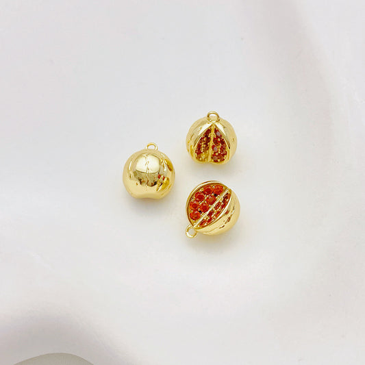 14K Gold Plated Zircon Studded Fruit Pendant Fashion Jewelry