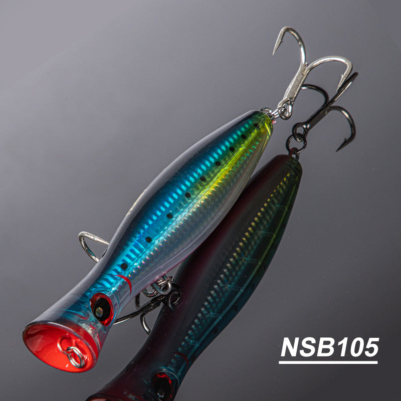 Topwater Popper Fishing Lure – Floating Surface Bait with Treble Hooks
