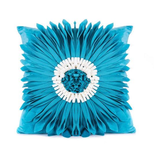 White Throw Pillow – Modern Velvet 3D Chrysanthemum Cushion