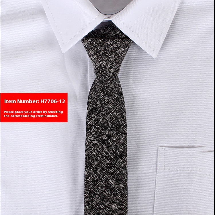 Solid Color Korean Style Narrow Cotton Men’s 6cm Wedding Tie