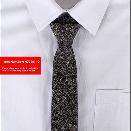 Solid Color Korean Style Narrow Cotton Men’s 6cm Wedding Tie