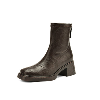 Women’s Slimming Chunky Mid-Heel Square-Toe Ankle Boots