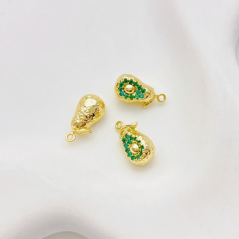 14K Gold Plated Zircon Studded Fruit Pendant Fashion Jewelry
