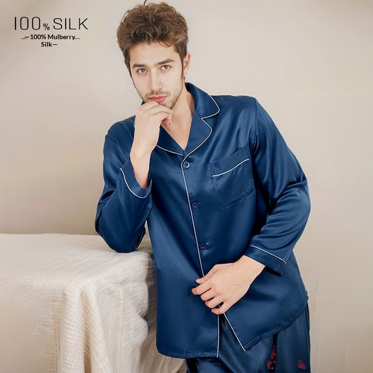 Mumi Heavyweight Silk Pajamas for Men Comfortable Sleepwear