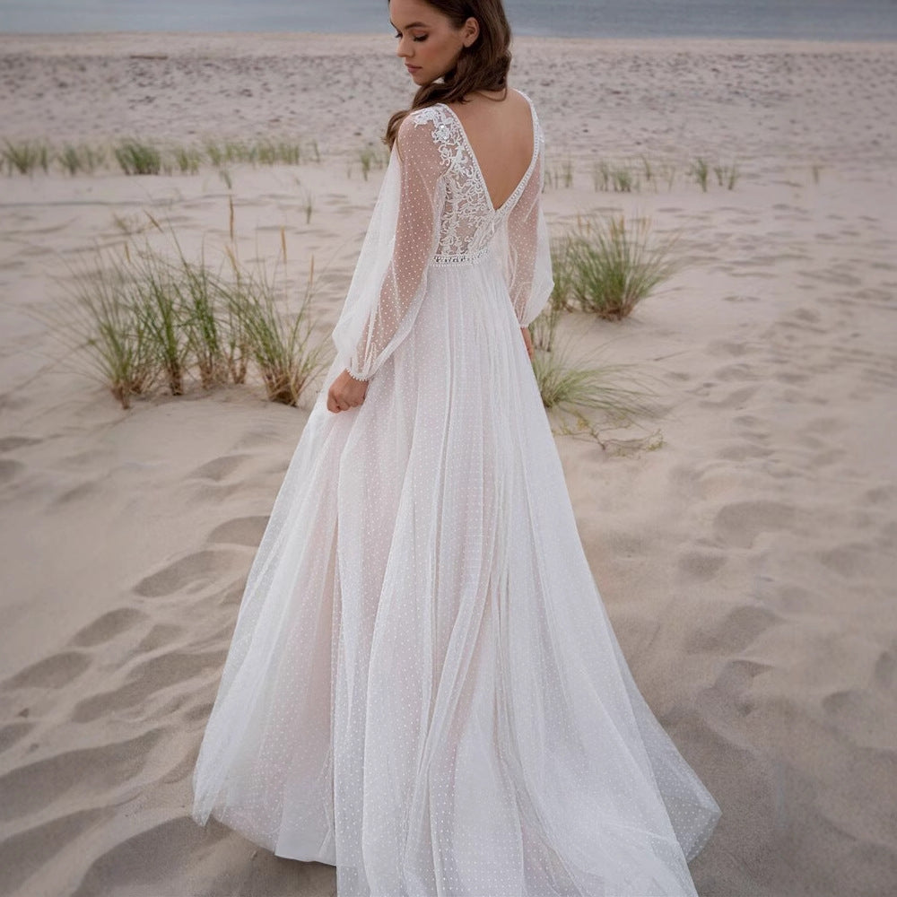 Wish Mesh Split New Light Women's Wedding Dress – Elegant