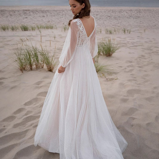 Wish Mesh Split New Light Women's Wedding Dress – Elegant