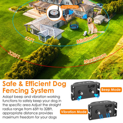 1-Set 328FT Electric Wireless Dog Fence System GPS Collar