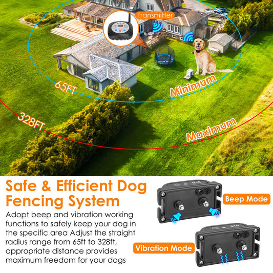 1-Set 328FT Electric Wireless Dog Fence System GPS Collar