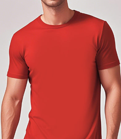 Buy Solid-Color Casual Short-Sleeve Crew Neck T-Shirt