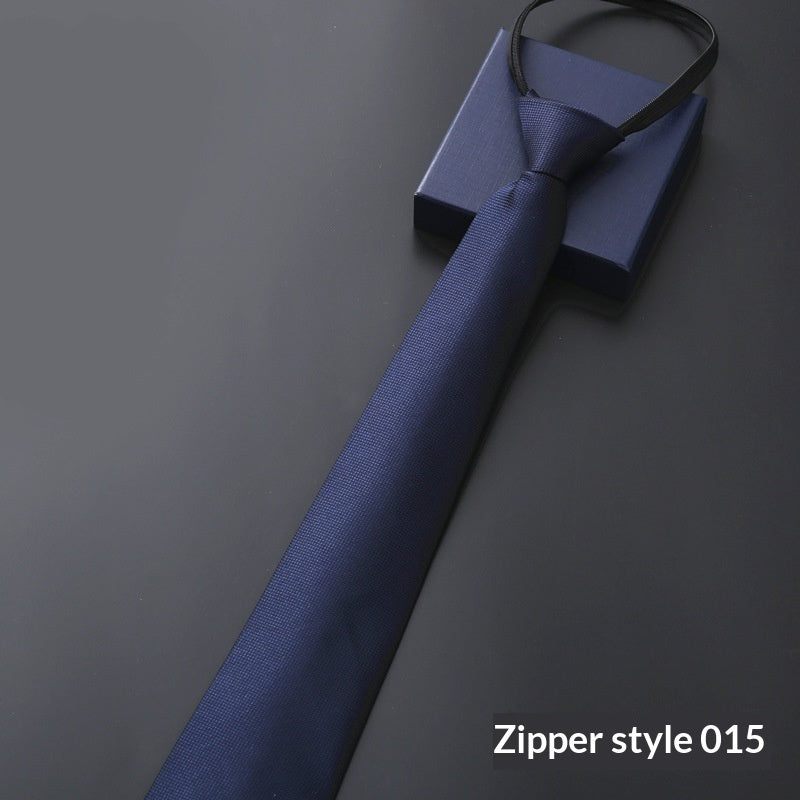 Mens Business Formal Zipper Tie With Blue Stripes for Office