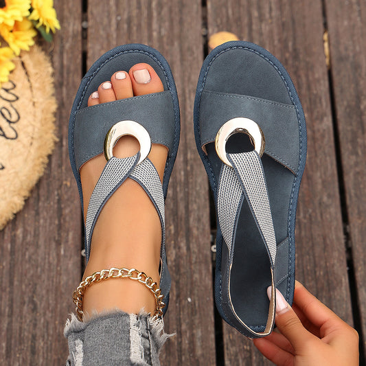 Women's Plus Size Fish Mouth Wedge Jute Sole Sandals