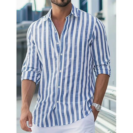 Buy Men’s Stylish Long-Sleeve Striped Button-Down Shirt Online