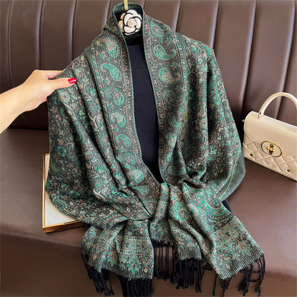 Light-luxury Jacquard Cashew Tassel Fashion Shawl for Women