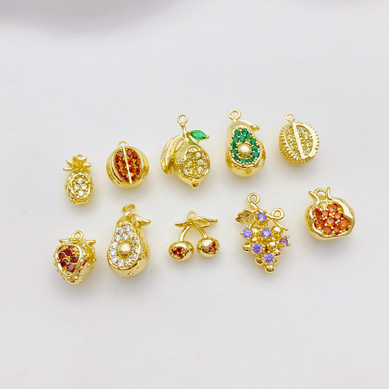14K Gold Plated Zircon Studded Fruit Pendant Fashion Jewelry