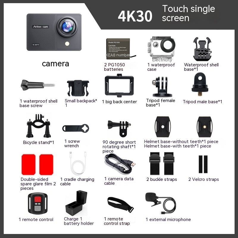 Waterproof 30M True 4K Riding Camera Anti-Shake HD Action
