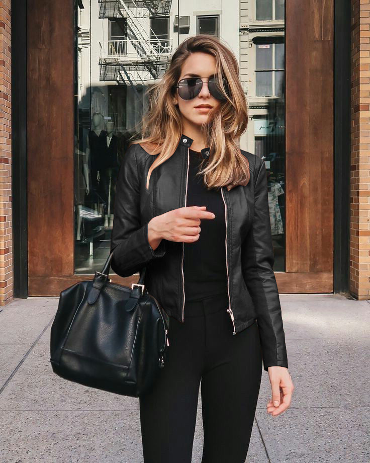 Fashionable leather jackets for women in autumn and winter