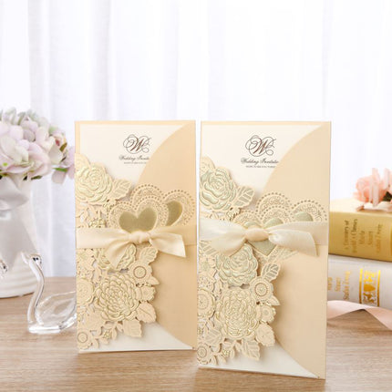 Chinese Style Wedding Invitation Vertical Ribbon Design Cards