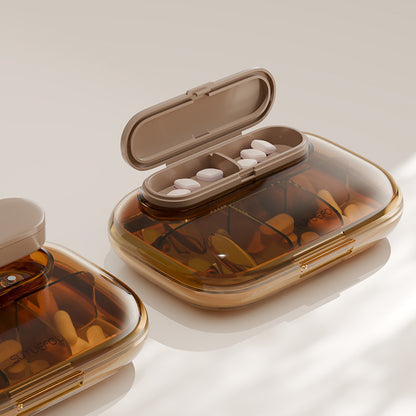 Portable Daily Pill Organizer with Secure Lid Storage