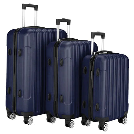 3-in-1 Navy Blue Luggage Set Large Capacity Travel Suitcase