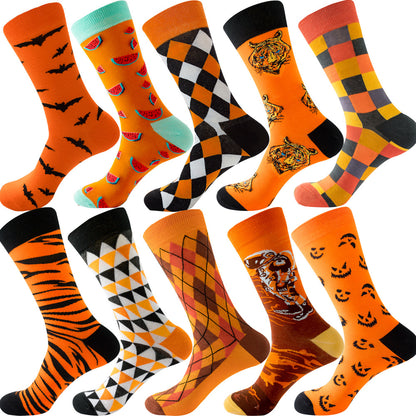 Men’s Autumn Diamond Patterned Socks Christmas Fruit Patterns