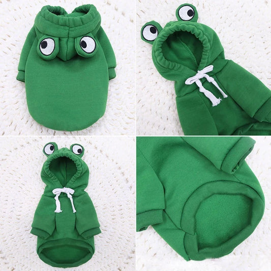 Soft Warm Cat & Dog Clothes – Funny Halloween Frog Sweatshirt