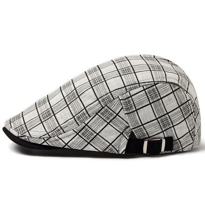 Mens Summer Plaid Beret Lightweight Fashionable Headwear