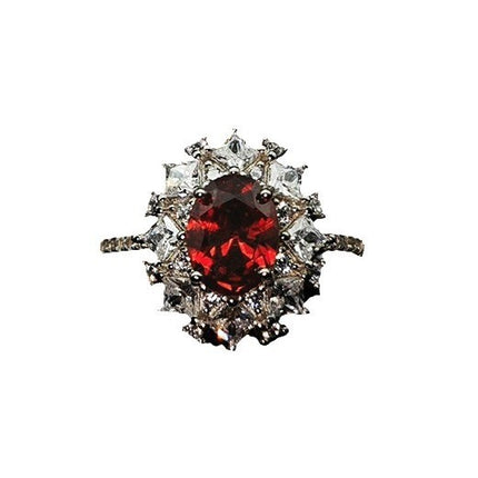 Buy S925 Silver Ring Adjustable Opening Red Zircon Stone