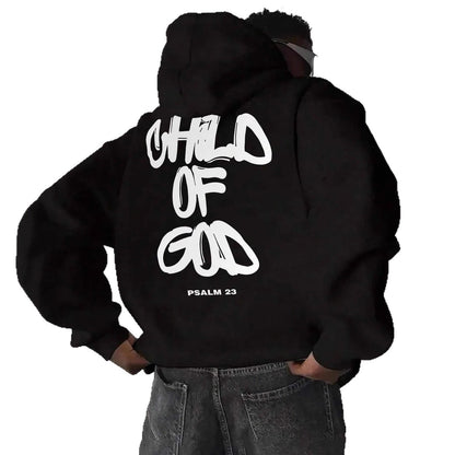 Men’s Letter-Print Hoodie – Fleece-Lined Pullover Top Comfort