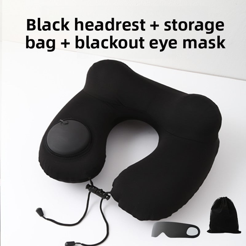 Press-Type Inflatable U-Shaped Travel Neck Pillow Comfort
