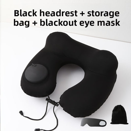 Press-Type Inflatable U-Shaped Travel Neck Pillow Comfort