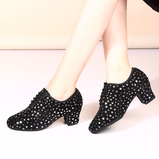 Outdoor Latin Dance Shoes with Star Design Fabric Upper Sole