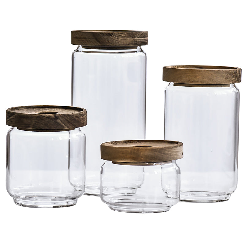 Acacia Glass Storage Can for Coarse Grain Kitchen Storage Use Global swanky 1