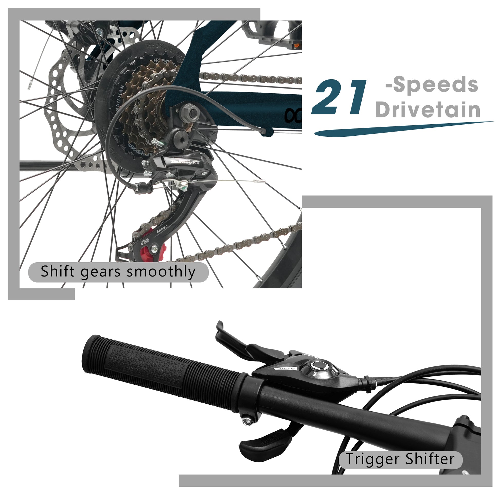 All-Terrain Mountain Bicycles – 21 Speed, Disc Brakes & Durable Steel Frame for Trail Riding Global swanky 3