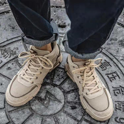 Ankle Boots Men Lace-up Martin Boots Platform Canvas Shoes  Global swanky 3